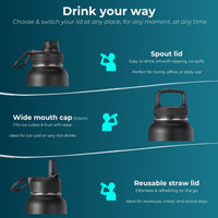 Stainless Steel Drink Bottle - Black